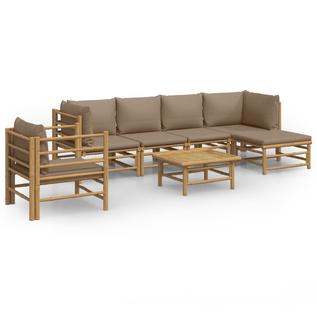 7-delige Loungeset met kussens bamboe taupe is nu te koop bij PeponiXL, paradijselijk wonen!