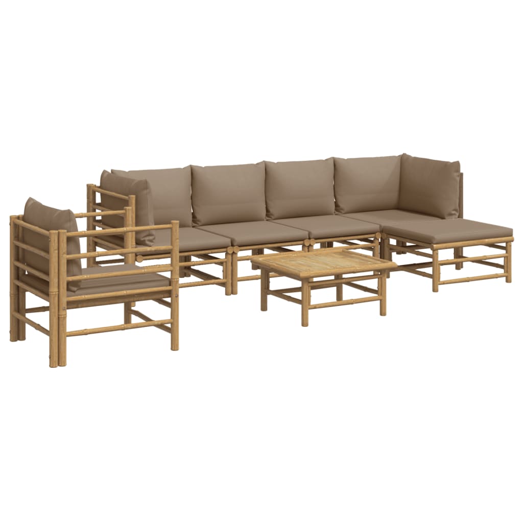 7-delige Loungeset met kussens bamboe taupe is nu te koop bij PeponiXL, paradijselijk wonen!