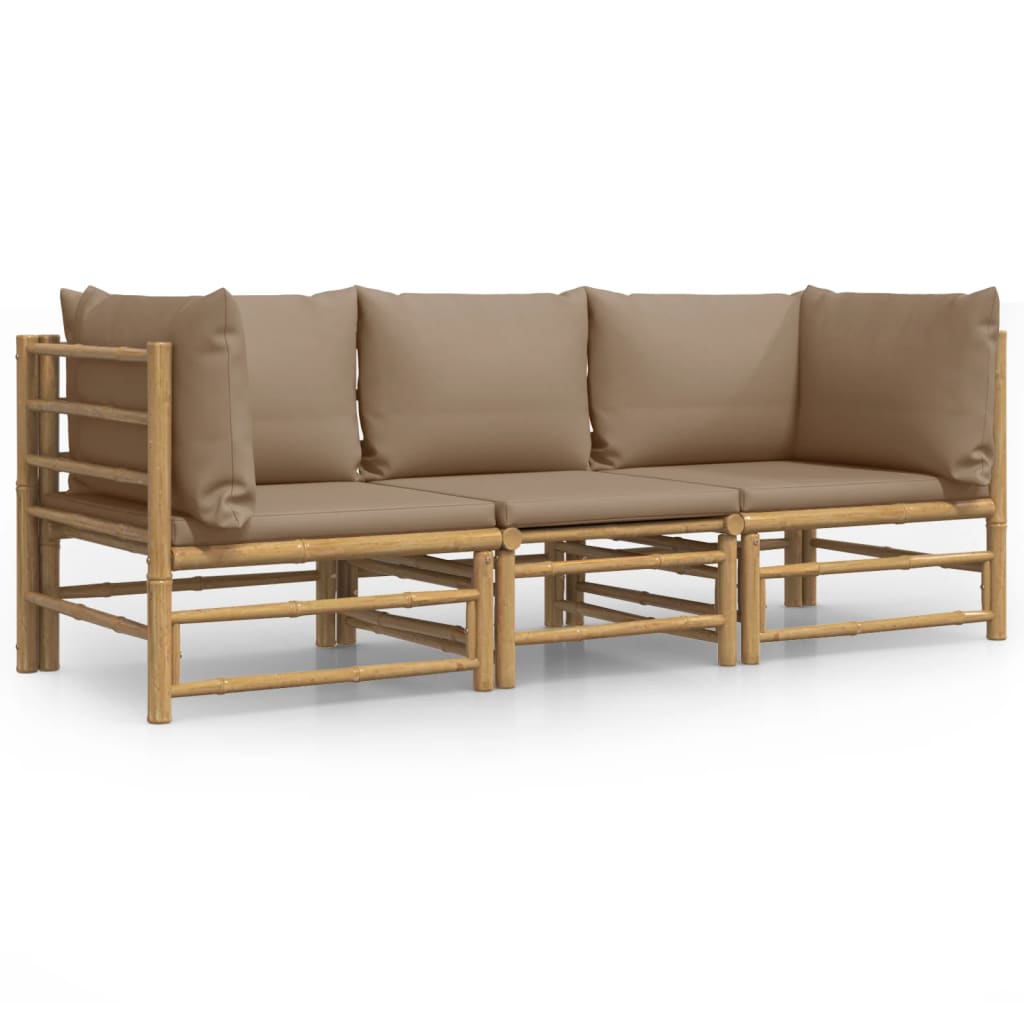 3-delige Loungeset met kussens bamboe taupe is nu te koop bij PeponiXL, paradijselijk wonen!
