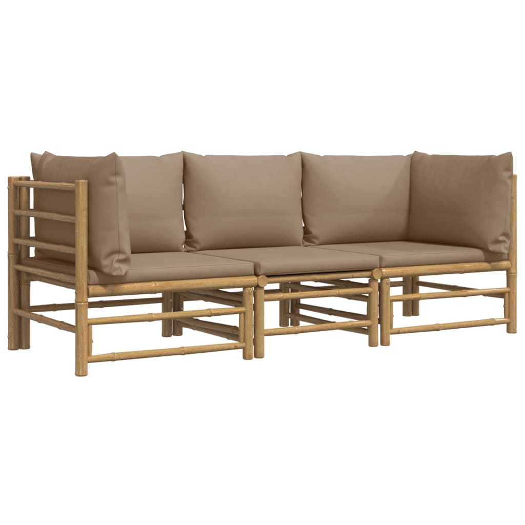 3-delige Loungeset met kussens bamboe taupe is nu te koop bij PeponiXL, paradijselijk wonen!