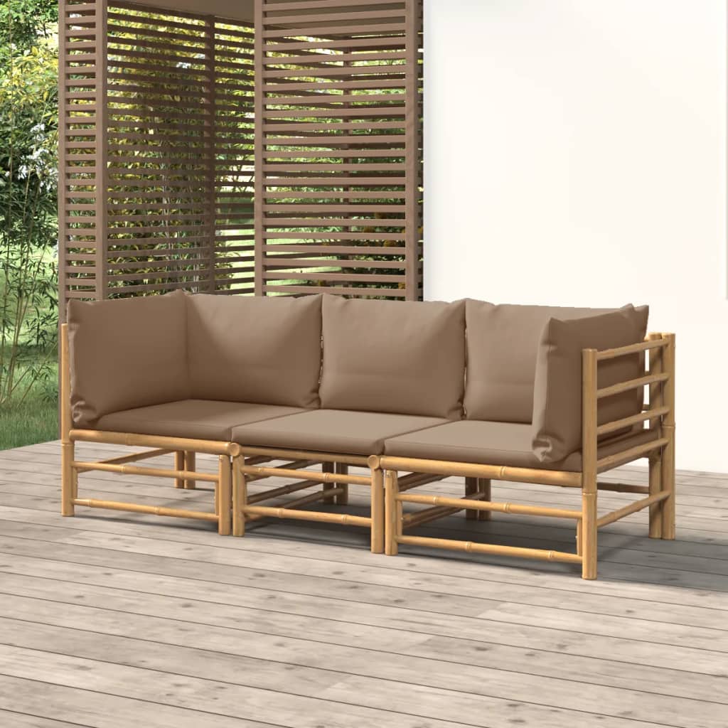 3-delige Loungeset met kussens bamboe taupe is nu te koop bij PeponiXL, paradijselijk wonen!