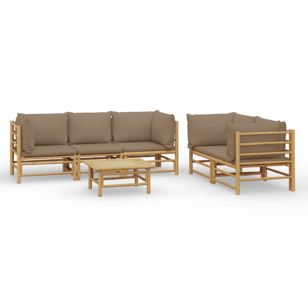 6-delige Loungeset met kussens bamboe taupe is nu te koop bij PeponiXL, paradijselijk wonen!