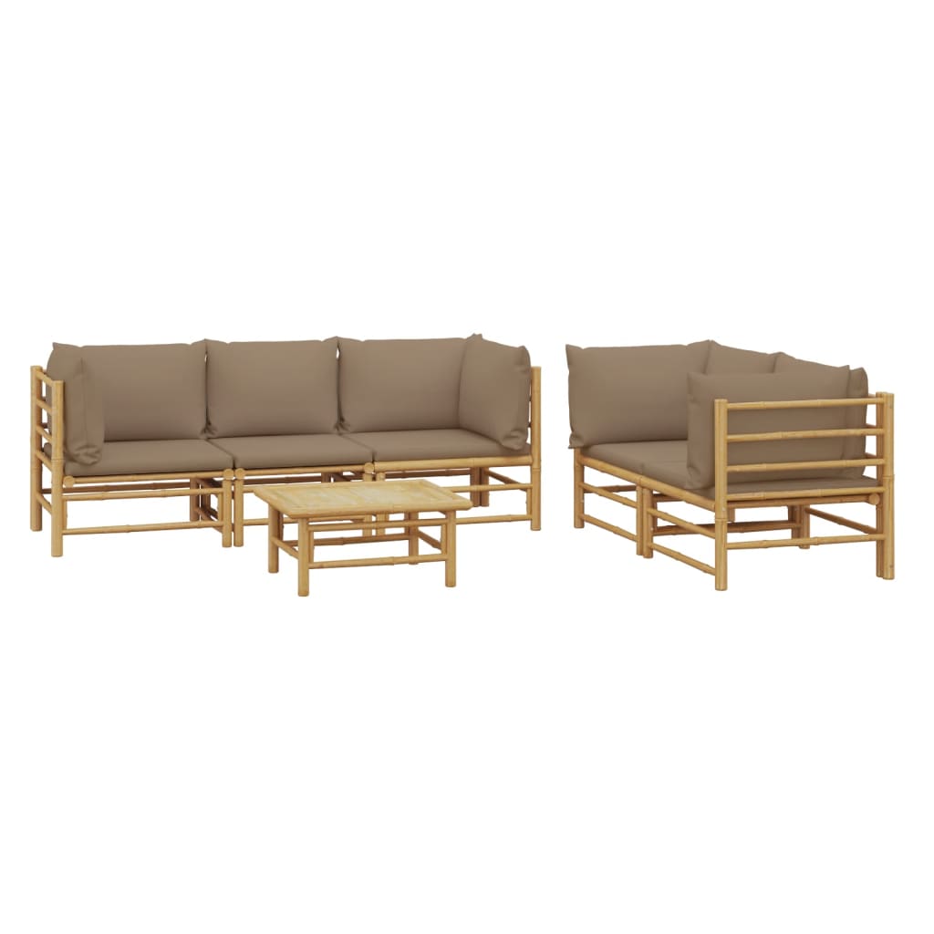 6-delige Loungeset met kussens bamboe taupe is nu te koop bij PeponiXL, paradijselijk wonen!