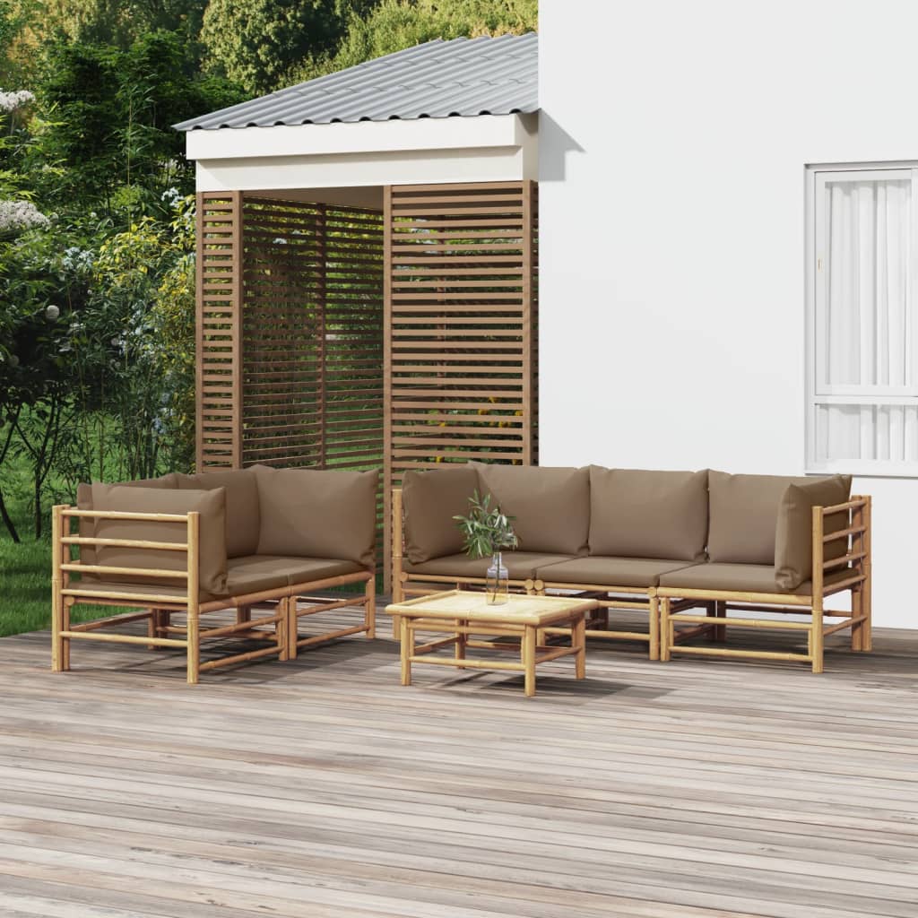 6-delige Loungeset met kussens bamboe taupe is nu te koop bij PeponiXL, paradijselijk wonen!