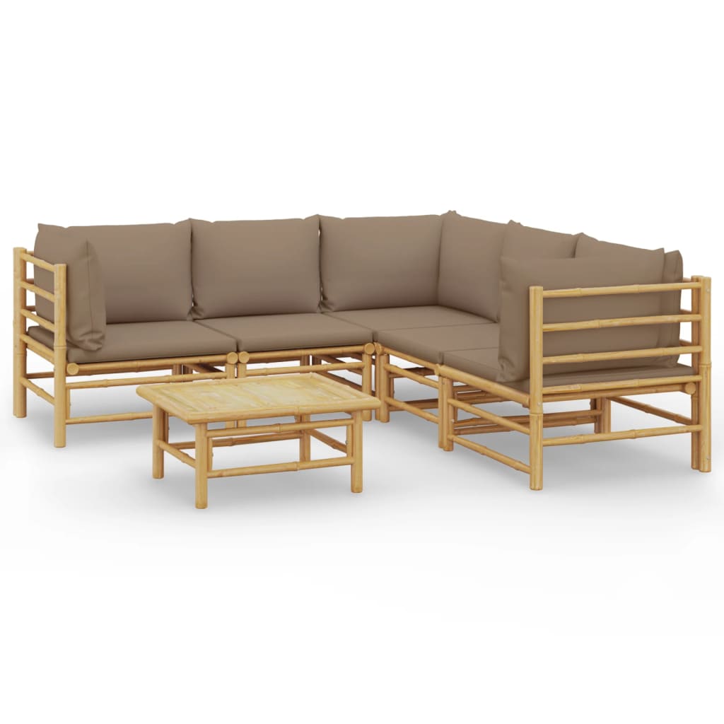 6-delige Loungeset met kussens bamboe taupe is nu te koop bij PeponiXL, paradijselijk wonen!