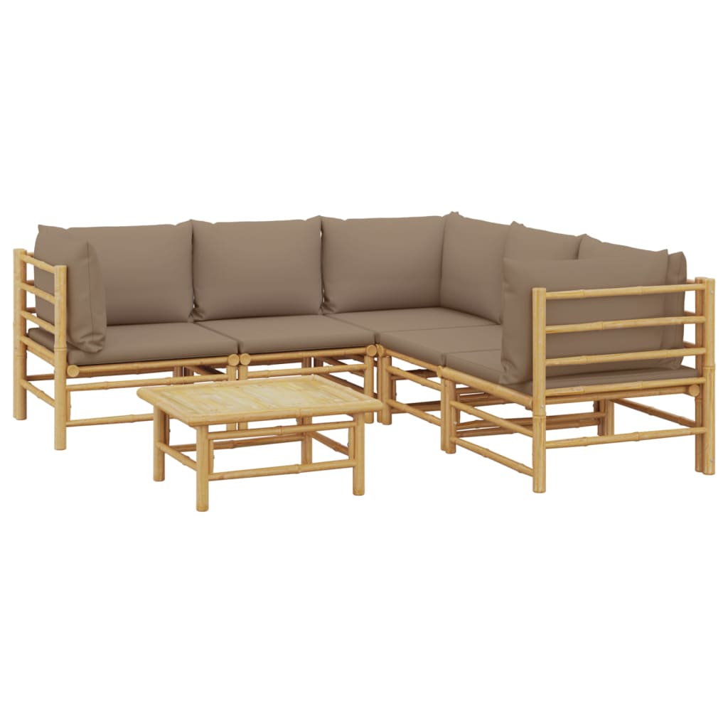 6-delige Loungeset met kussens bamboe taupe is nu te koop bij PeponiXL, paradijselijk wonen!
