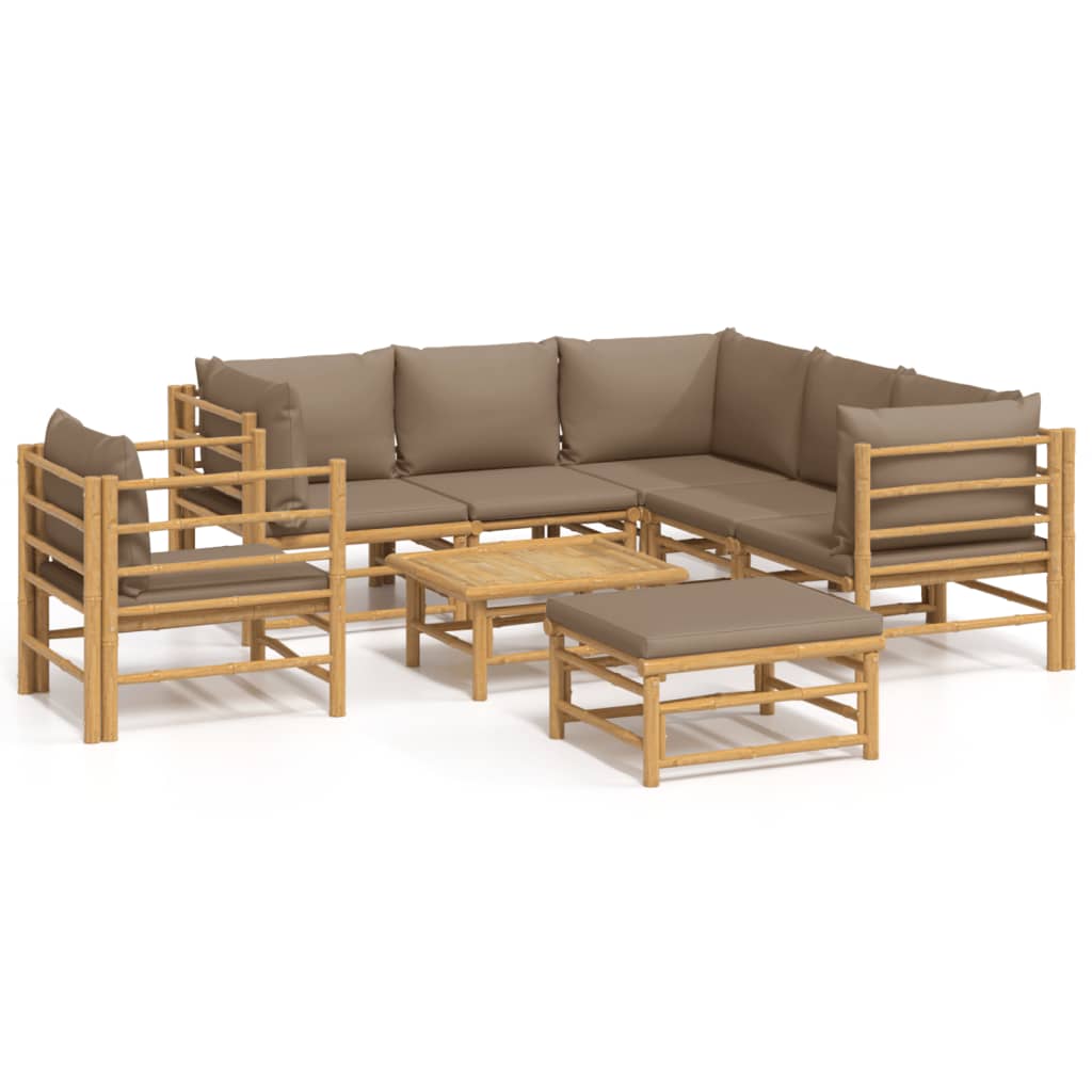 8-delige Loungeset met kussens bamboe taupe is nu te koop bij PeponiXL, paradijselijk wonen!