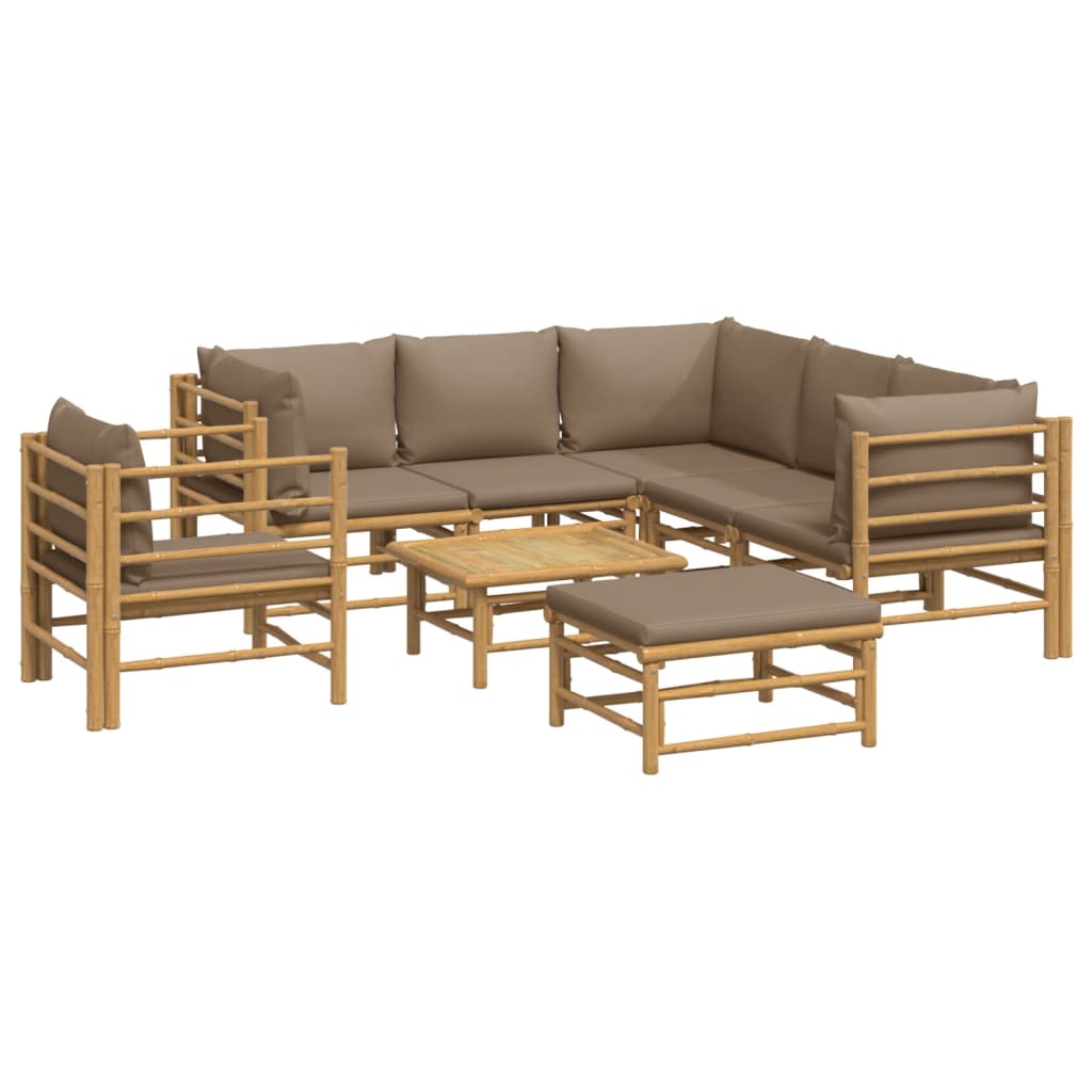 8-delige Loungeset met kussens bamboe taupe is nu te koop bij PeponiXL, paradijselijk wonen!