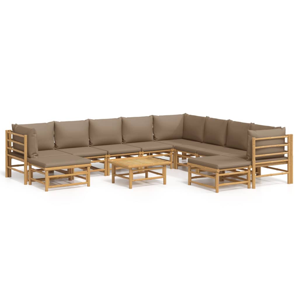 11-delige Loungeset met kussens bamboe taupe is nu te koop bij PeponiXL, paradijselijk wonen!