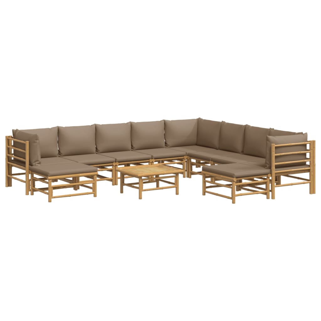11-delige Loungeset met kussens bamboe taupe is nu te koop bij PeponiXL, paradijselijk wonen!