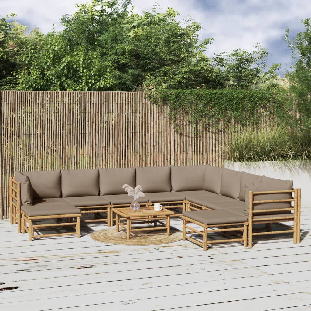 11-delige Loungeset met kussens bamboe taupe is nu te koop bij PeponiXL, paradijselijk wonen!