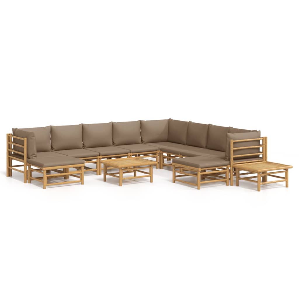 12-delige Loungeset met kussens bamboe taupe is nu te koop bij PeponiXL, paradijselijk wonen!