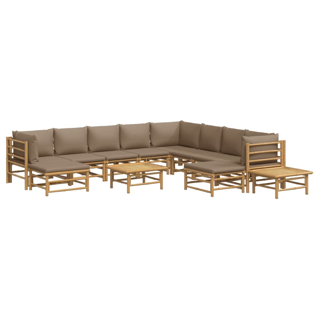 12-delige Loungeset met kussens bamboe taupe is nu te koop bij PeponiXL, paradijselijk wonen!