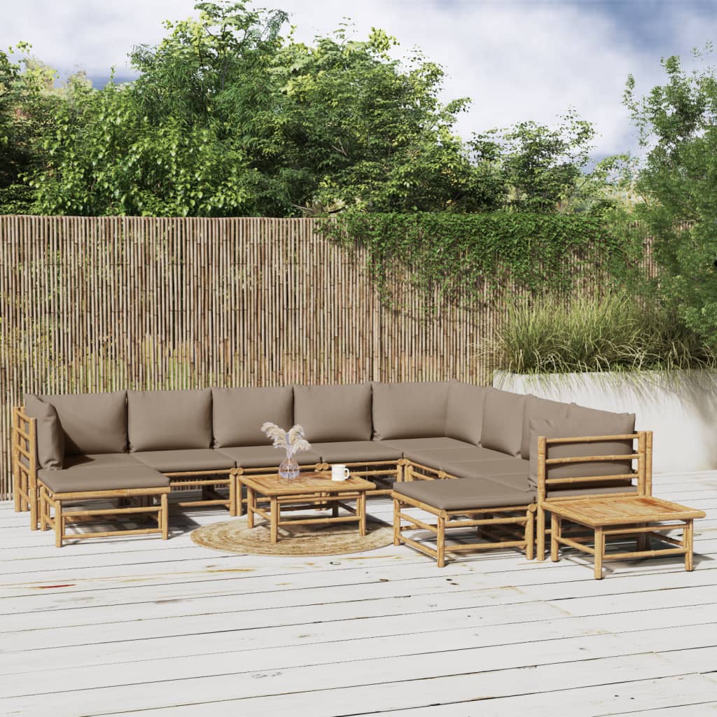 12-delige Loungeset met kussens bamboe taupe is nu te koop bij PeponiXL, paradijselijk wonen!