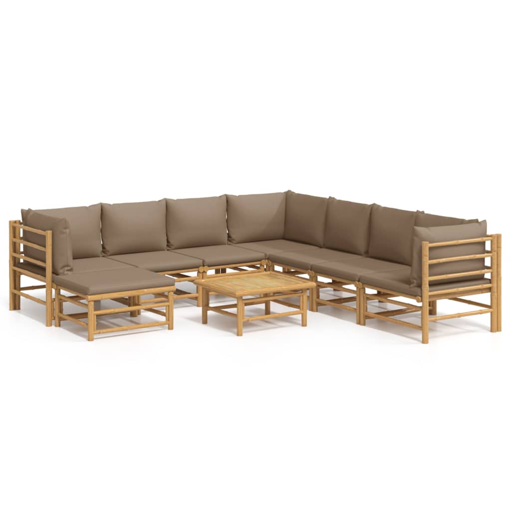 9-delige Loungeset met kussens bamboe taupe is nu te koop bij PeponiXL, paradijselijk wonen!