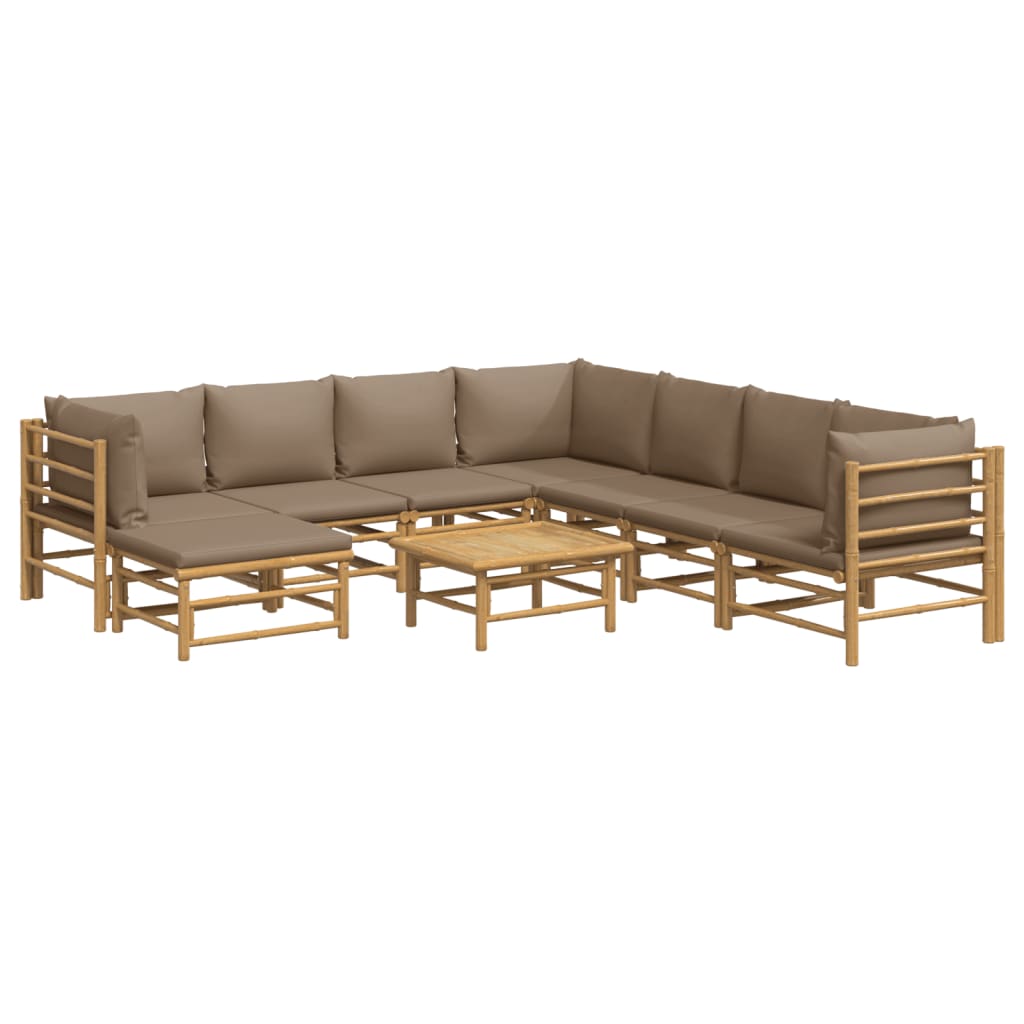 9-delige Loungeset met kussens bamboe taupe is nu te koop bij PeponiXL, paradijselijk wonen!