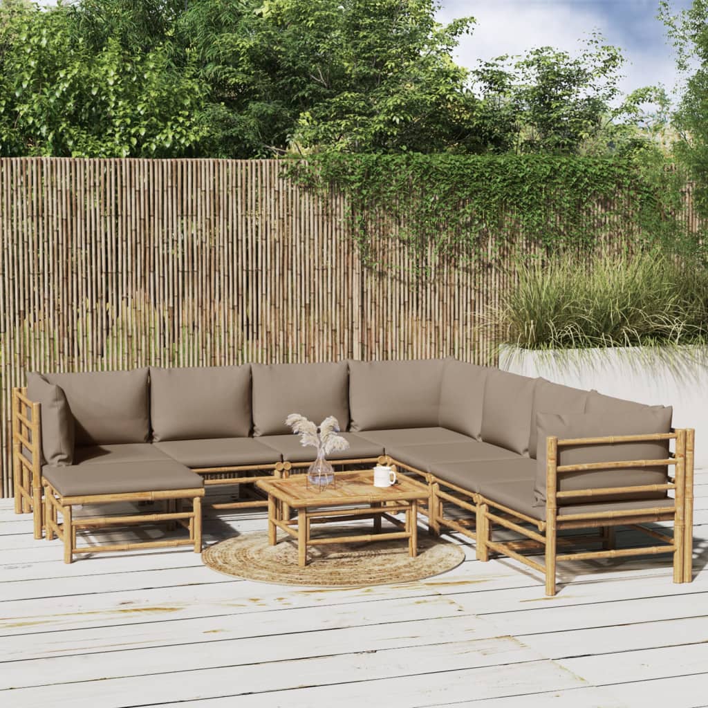 9-delige Loungeset met kussens bamboe taupe is nu te koop bij PeponiXL, paradijselijk wonen!