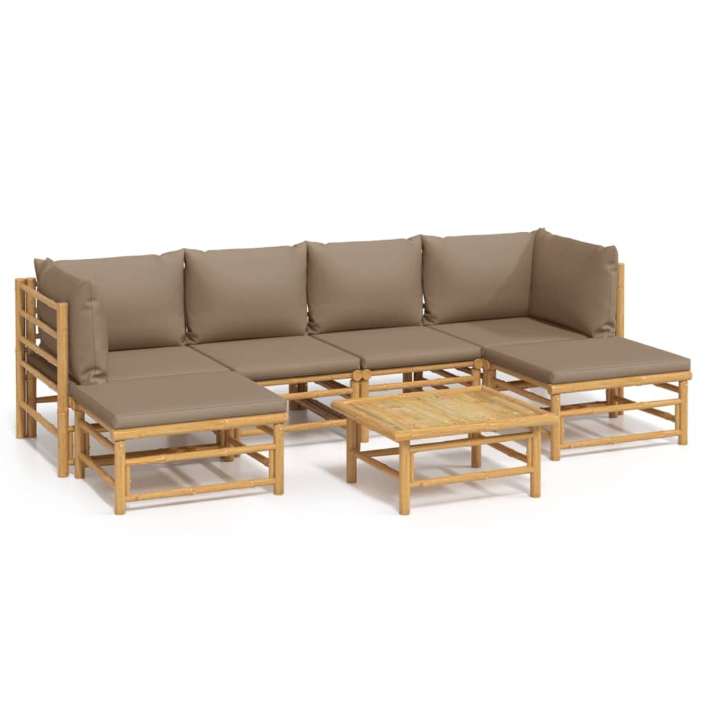 7-delige Loungeset met kussens bamboe taupe is nu te koop bij PeponiXL, paradijselijk wonen!