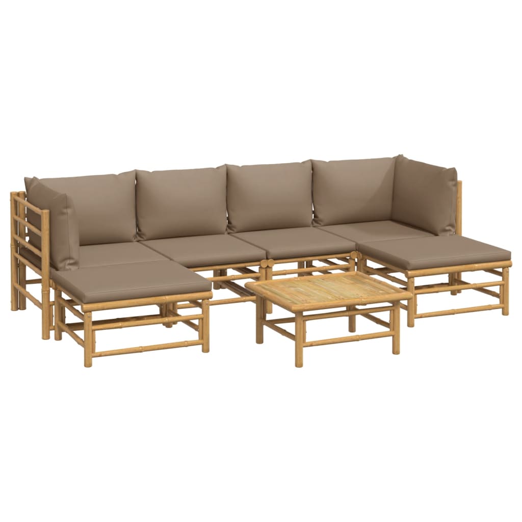 7-delige Loungeset met kussens bamboe taupe is nu te koop bij PeponiXL, paradijselijk wonen!
