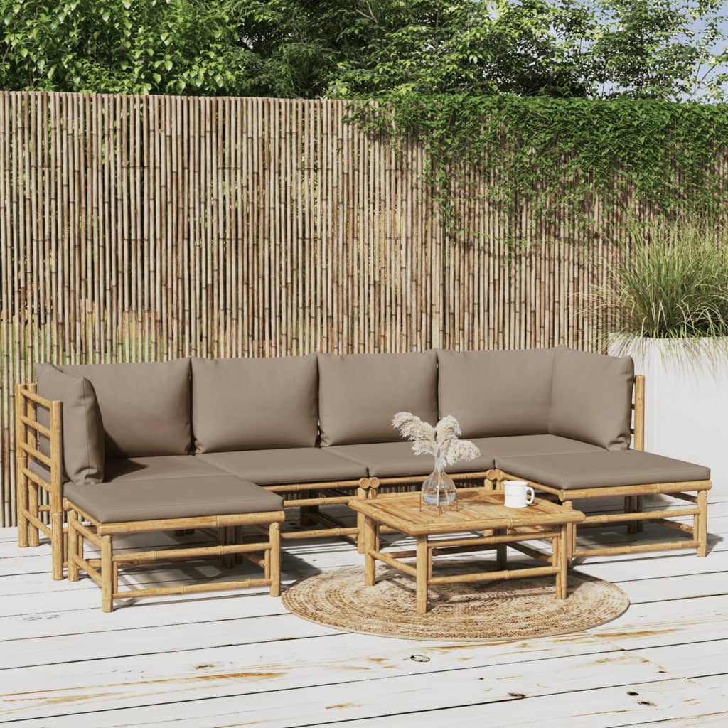 7-delige Loungeset met kussens bamboe taupe is nu te koop bij PeponiXL, paradijselijk wonen!