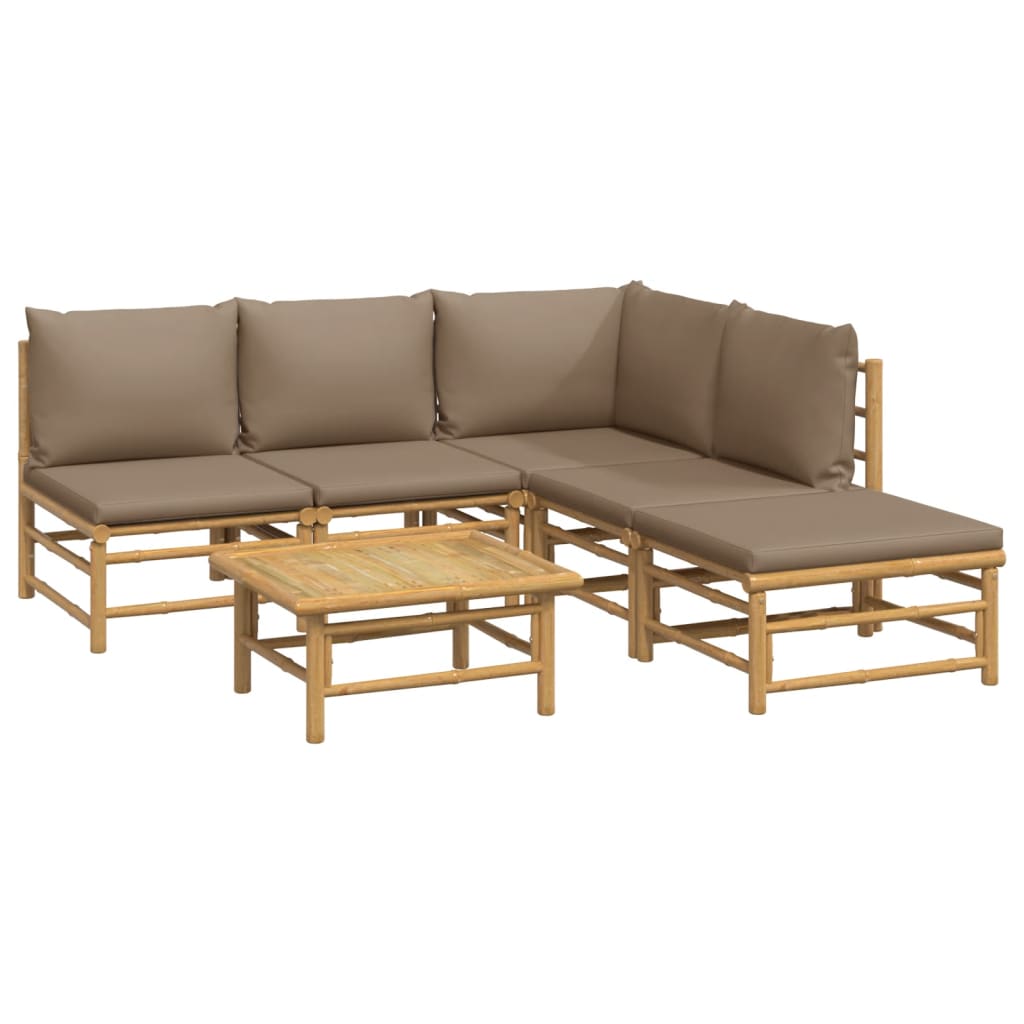6-delige Loungeset met kussens bamboe taupe is nu te koop bij PeponiXL, paradijselijk wonen!