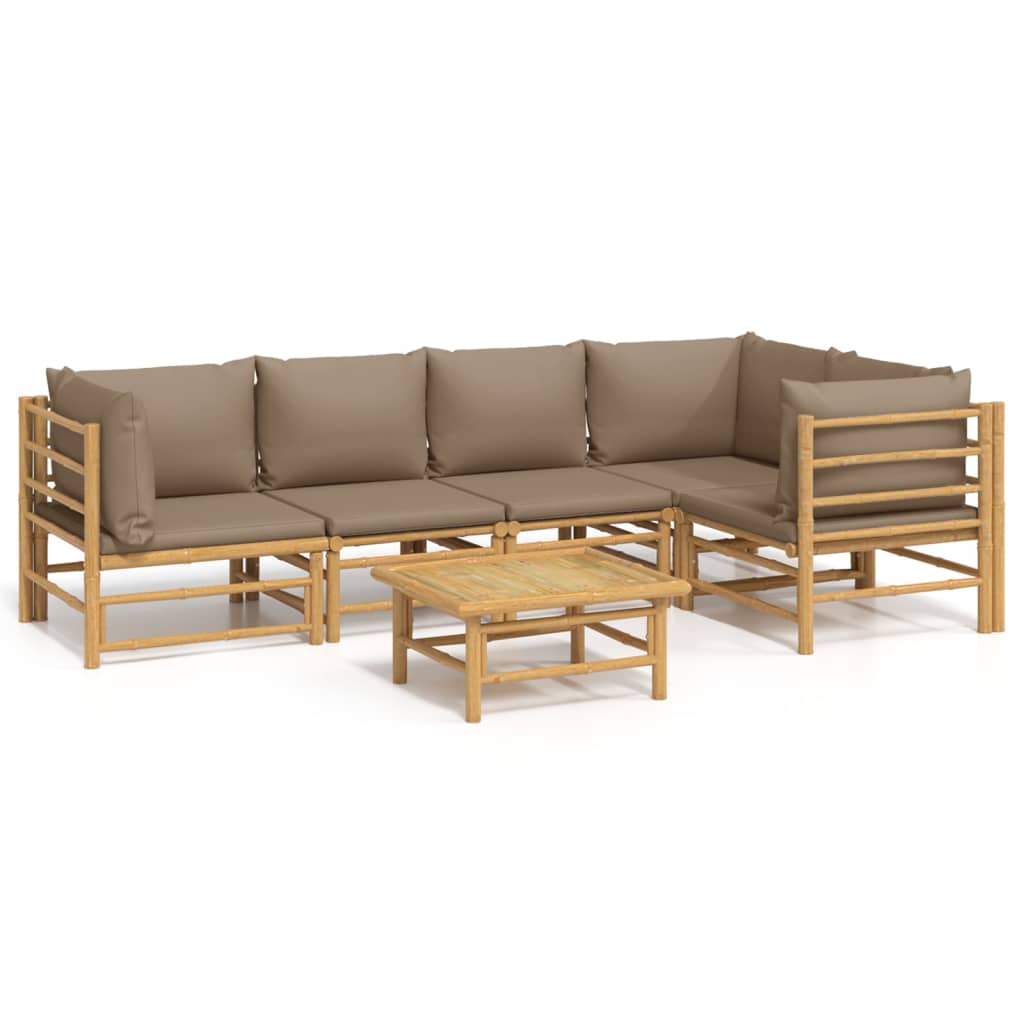 6-delige Loungeset met kussens bamboe taupe is nu te koop bij PeponiXL, paradijselijk wonen!