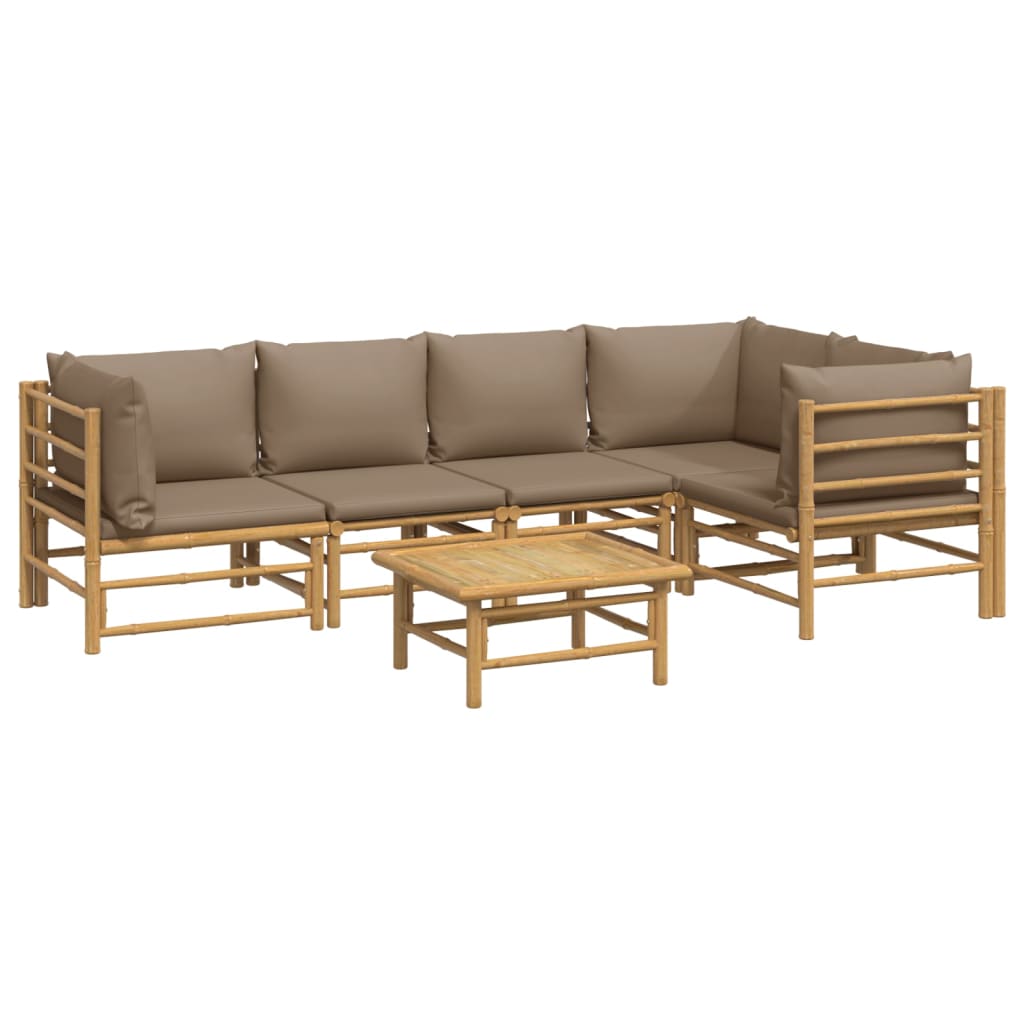6-delige Loungeset met kussens bamboe taupe is nu te koop bij PeponiXL, paradijselijk wonen!