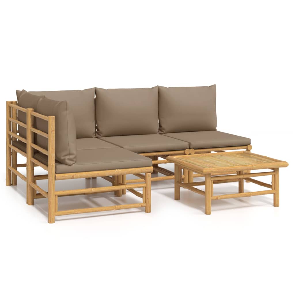5-delige Loungeset met kussens bamboe taupe is nu te koop bij PeponiXL, paradijselijk wonen!