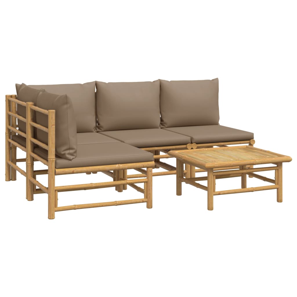 5-delige Loungeset met kussens bamboe taupe is nu te koop bij PeponiXL, paradijselijk wonen!