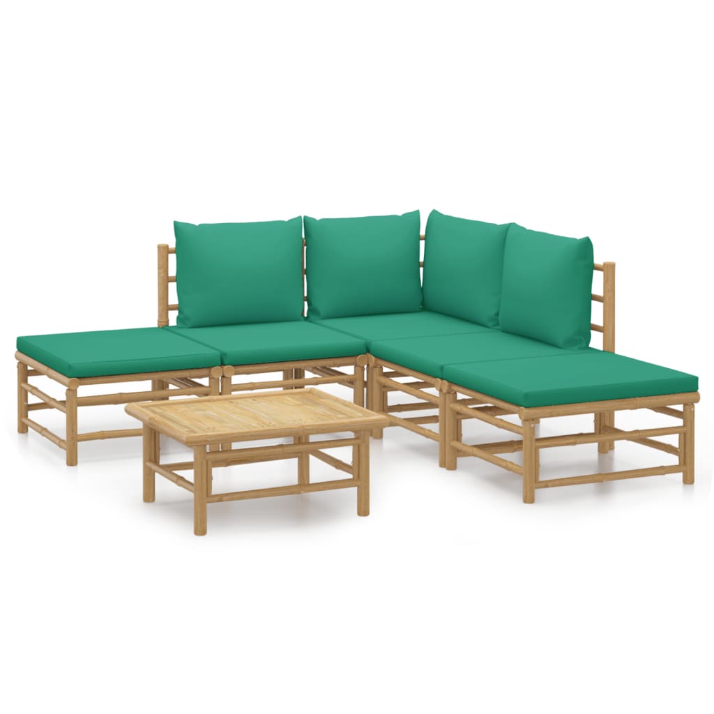 6-delige Loungeset met kussens bamboe groen is nu te koop bij PeponiXL, paradijselijk wonen!