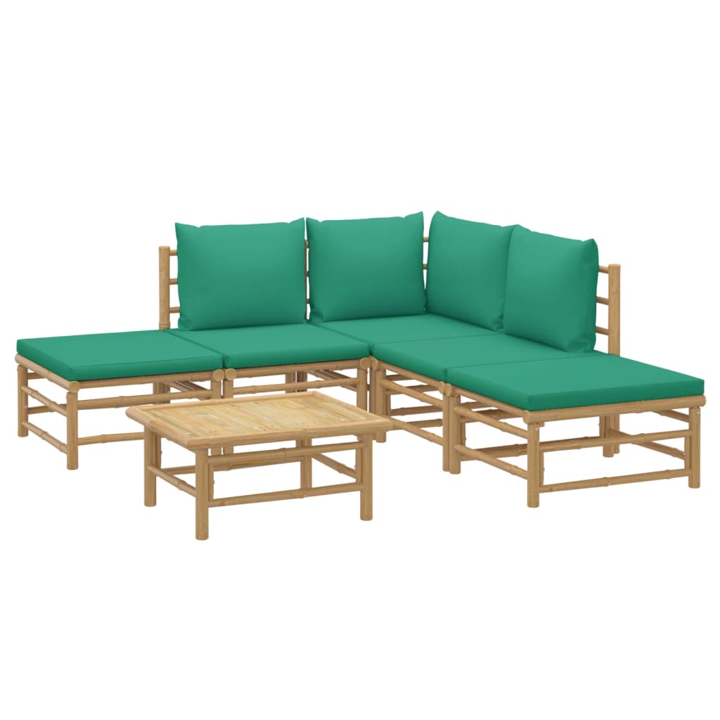 6-delige Loungeset met kussens bamboe groen is nu te koop bij PeponiXL, paradijselijk wonen!