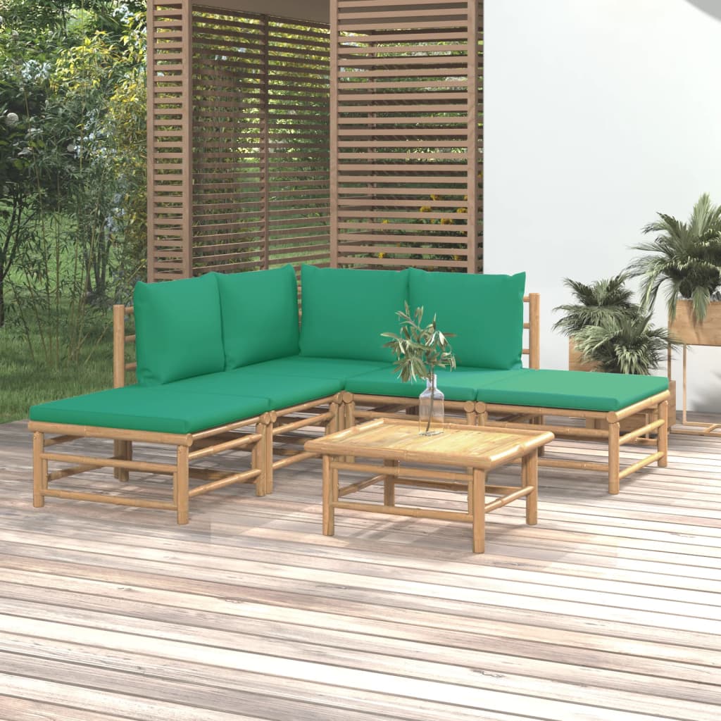 6-delige Loungeset met kussens bamboe groen is nu te koop bij PeponiXL, paradijselijk wonen!