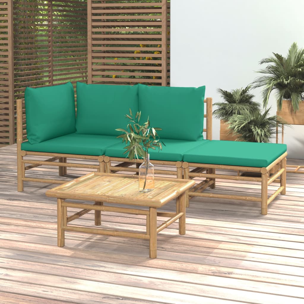 4-delige Loungeset met kussens bamboe groen is nu te koop bij PeponiXL, paradijselijk wonen!