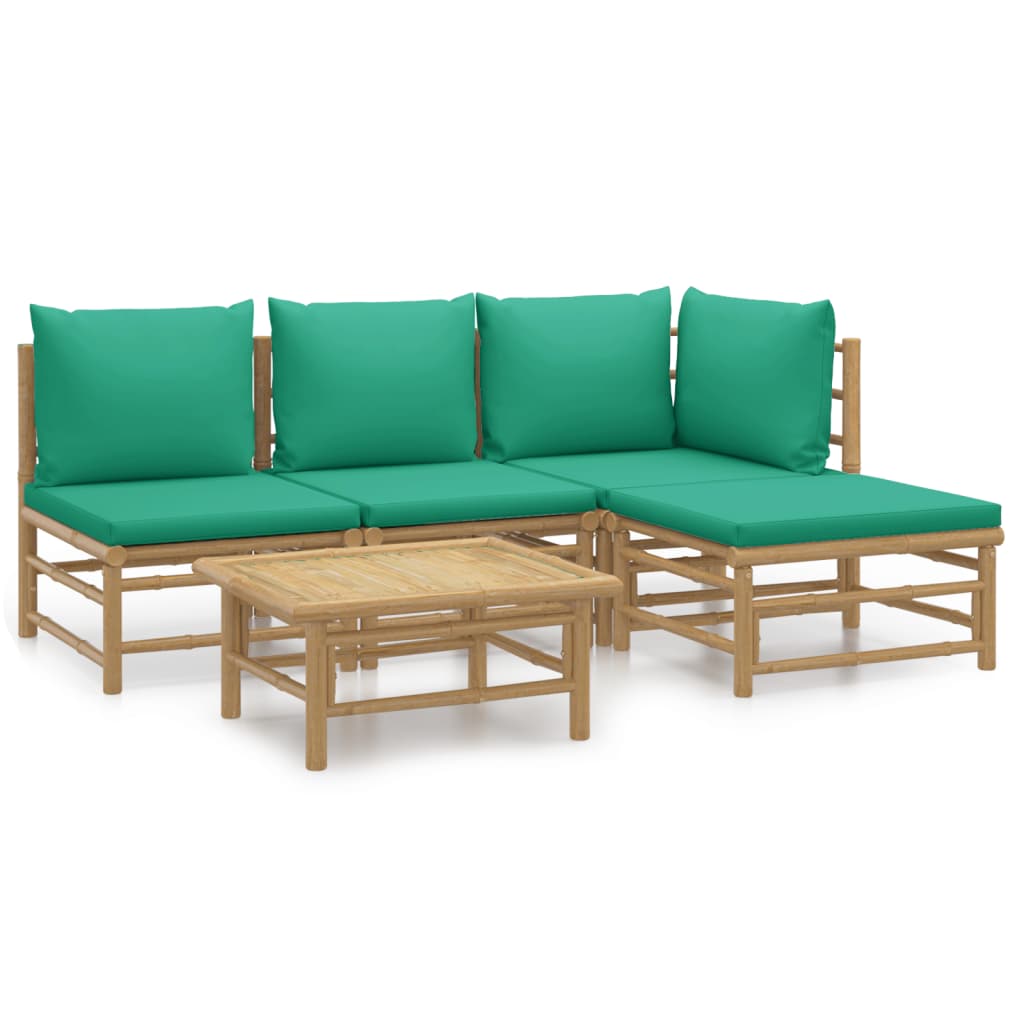 5-delige Loungeset met kussens bamboe groen is nu te koop bij PeponiXL, paradijselijk wonen!