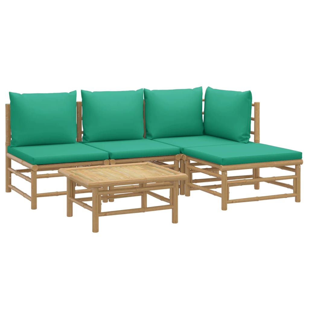 5-delige Loungeset met kussens bamboe groen is nu te koop bij PeponiXL, paradijselijk wonen!