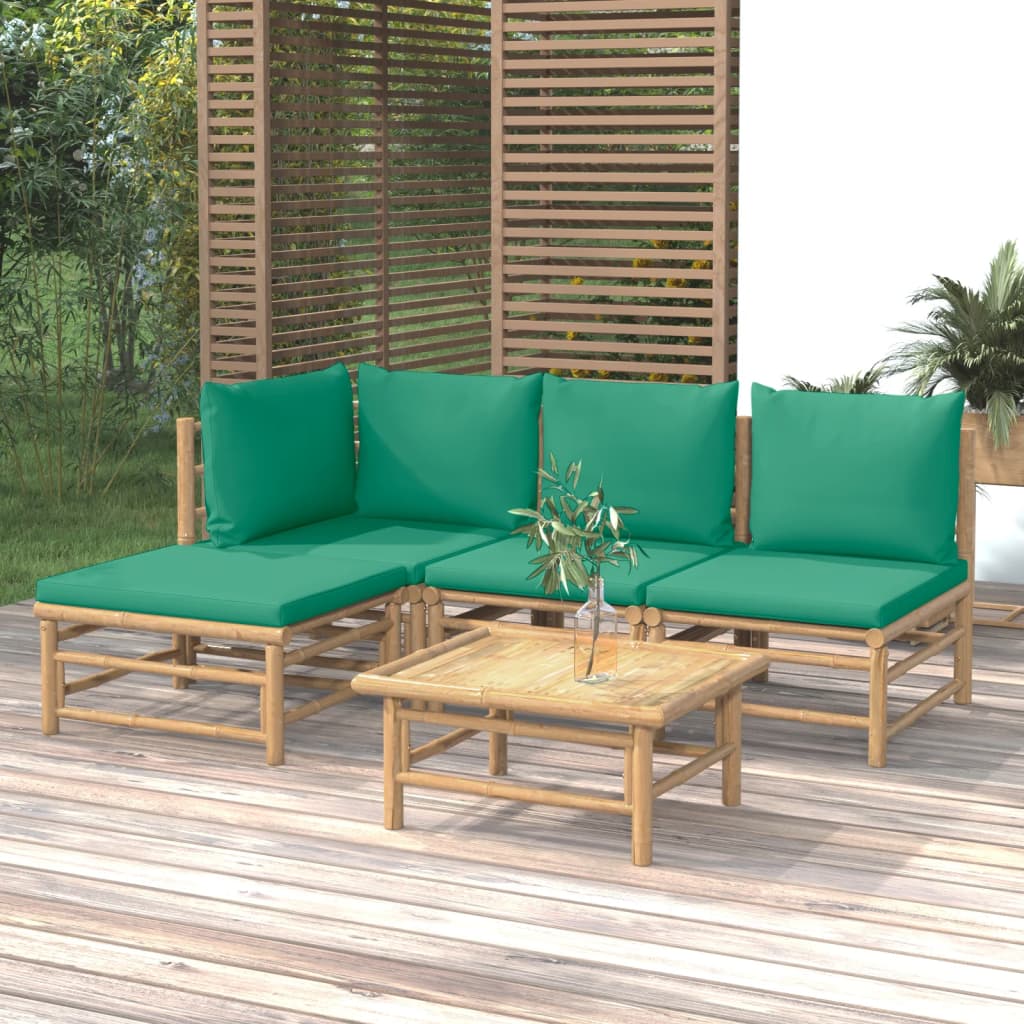 5-delige Loungeset met kussens bamboe groen is nu te koop bij PeponiXL, paradijselijk wonen!