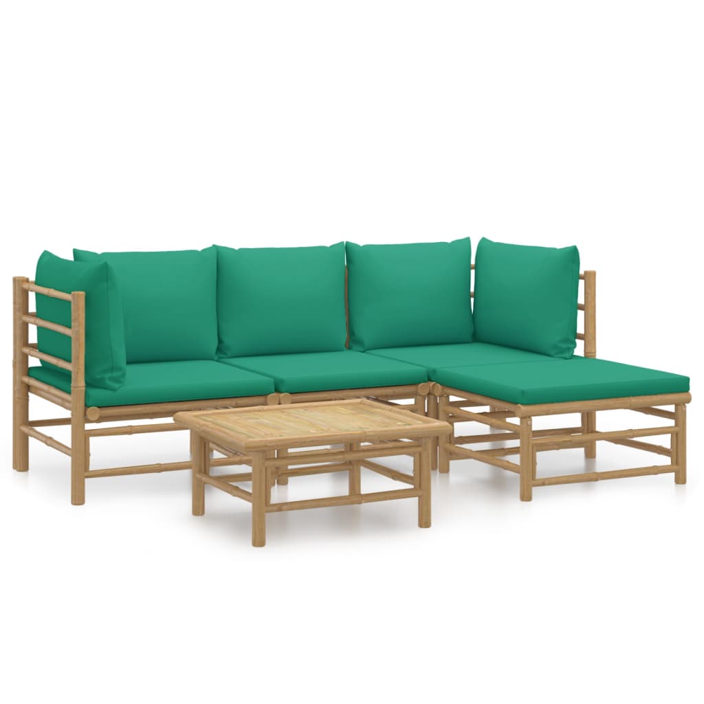 5-delige Loungeset met kussens bamboe groen is nu te koop bij PeponiXL, paradijselijk wonen!