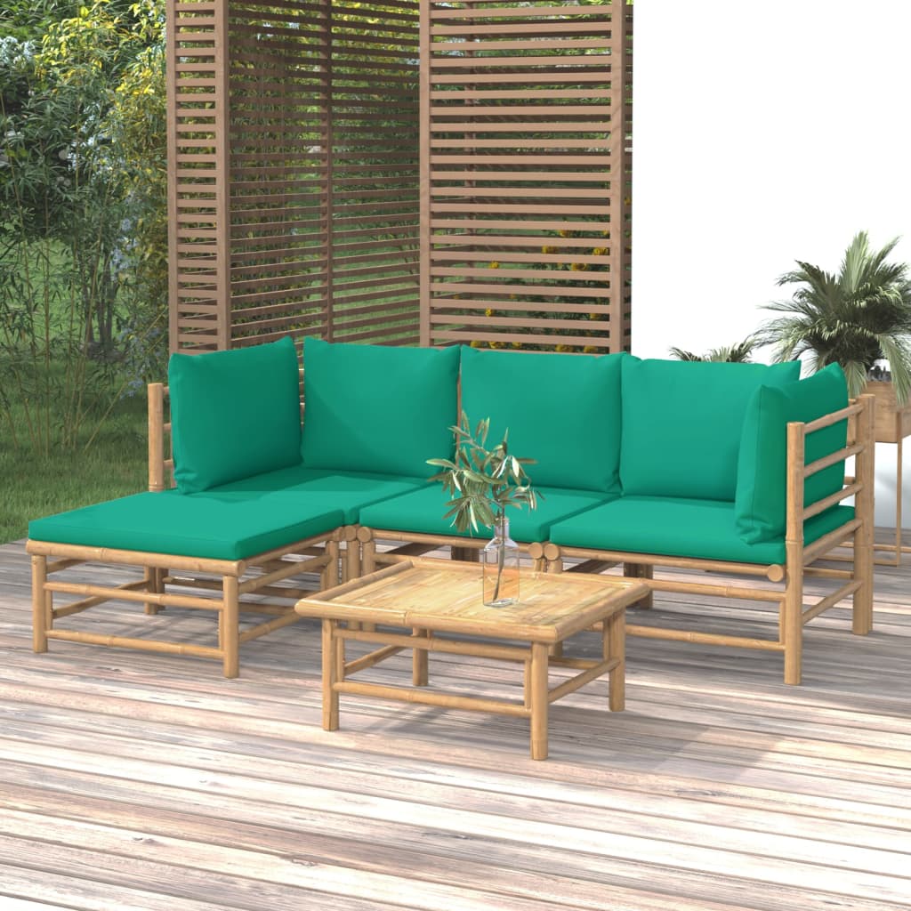 5-delige Loungeset met kussens bamboe groen is nu te koop bij PeponiXL, paradijselijk wonen!