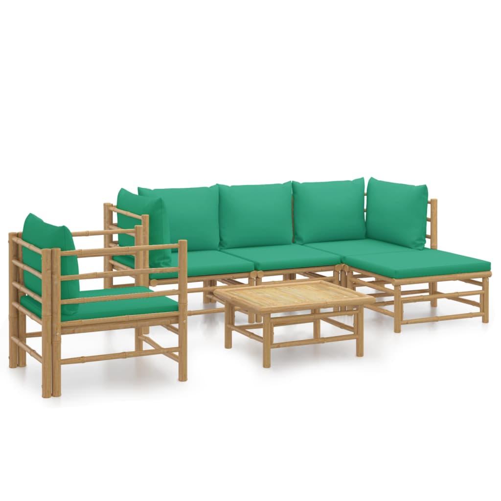 6-delige Loungeset met kussens bamboe groen is nu te koop bij PeponiXL, paradijselijk wonen!