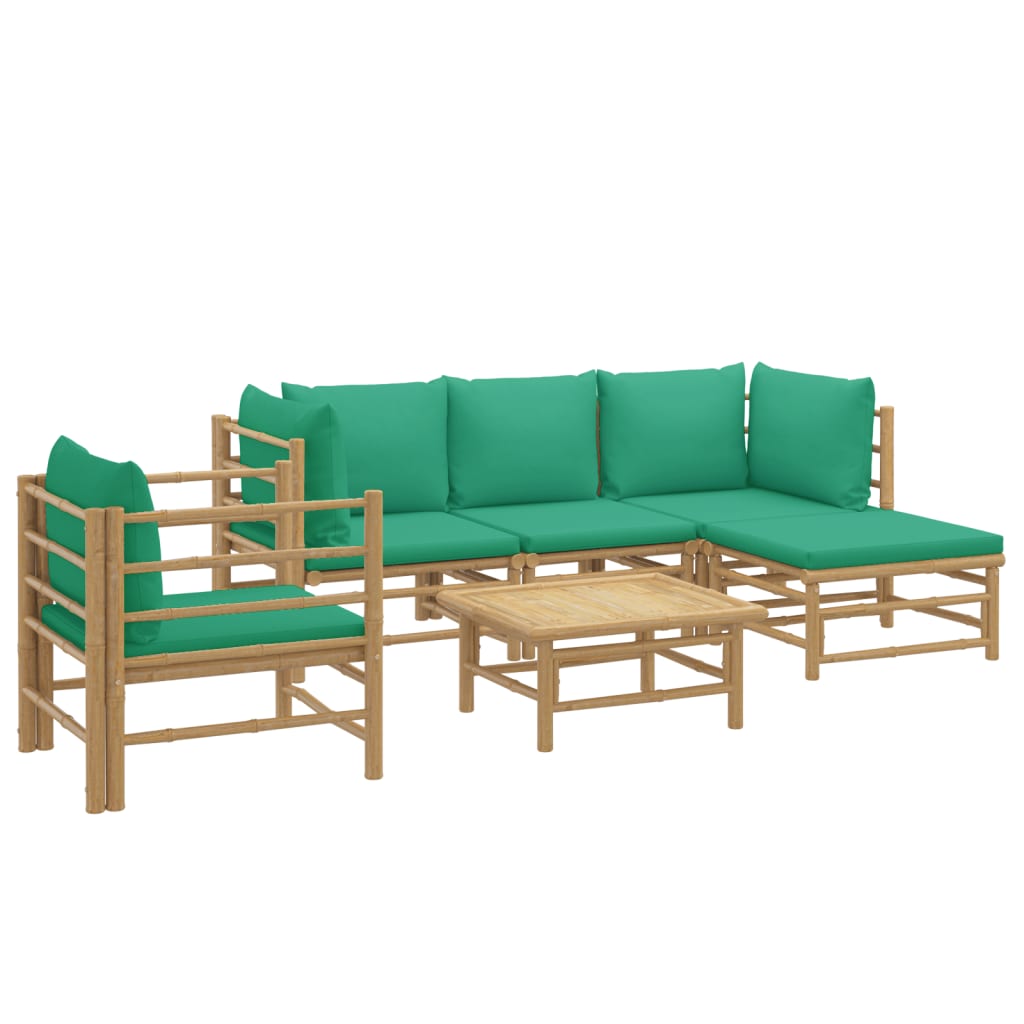 6-delige Loungeset met kussens bamboe groen is nu te koop bij PeponiXL, paradijselijk wonen!