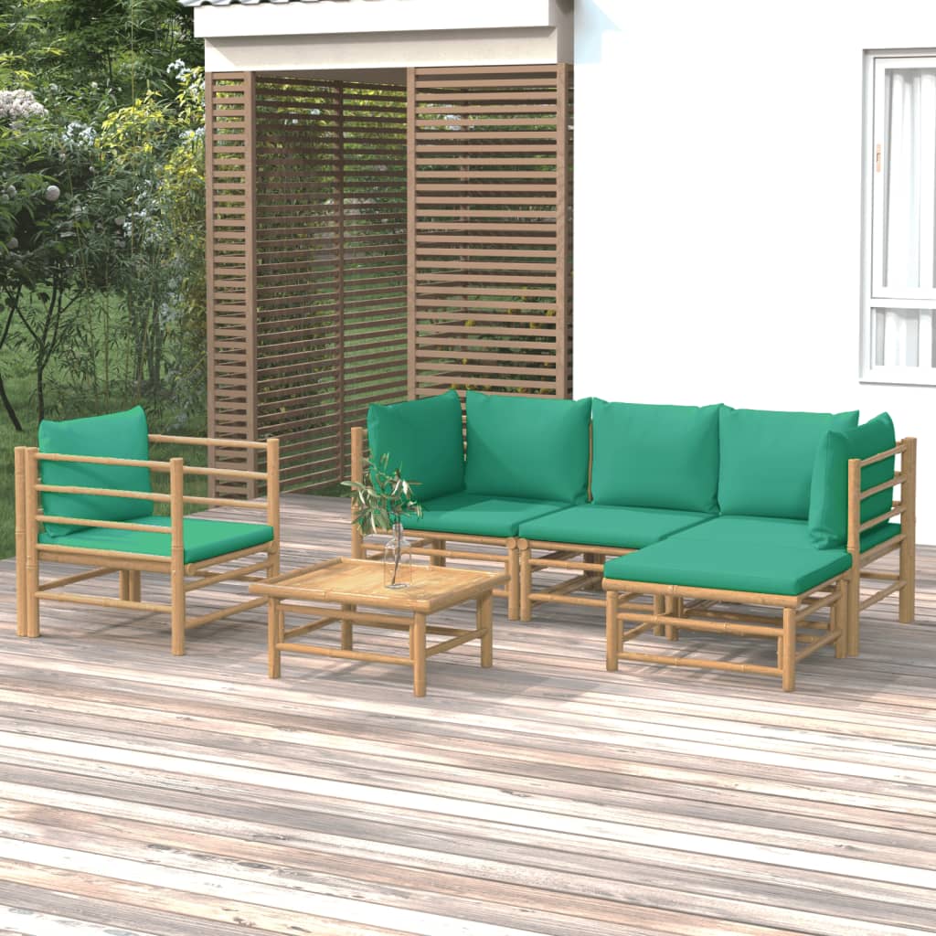 6-delige Loungeset met kussens bamboe groen is nu te koop bij PeponiXL, paradijselijk wonen!