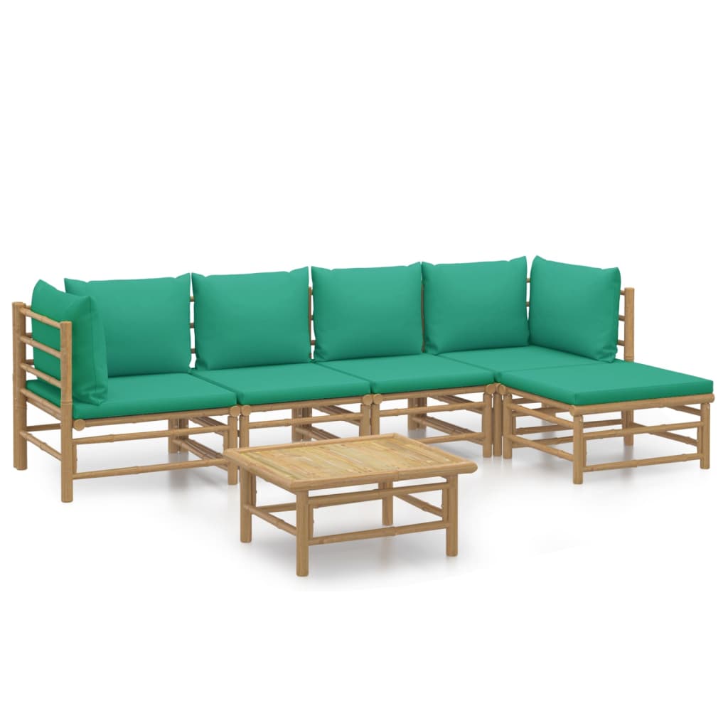 6-delige Loungeset met kussens bamboe groen is nu te koop bij PeponiXL, paradijselijk wonen!
