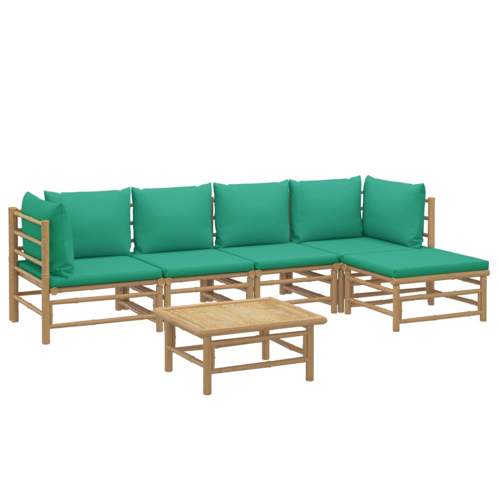 6-delige Loungeset met kussens bamboe groen is nu te koop bij PeponiXL, paradijselijk wonen!