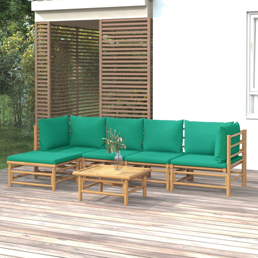 6-delige Loungeset met kussens bamboe groen is nu te koop bij PeponiXL, paradijselijk wonen!