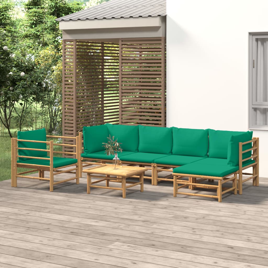 7-delige Loungeset met kussens bamboe groen is nu te koop bij PeponiXL, paradijselijk wonen!