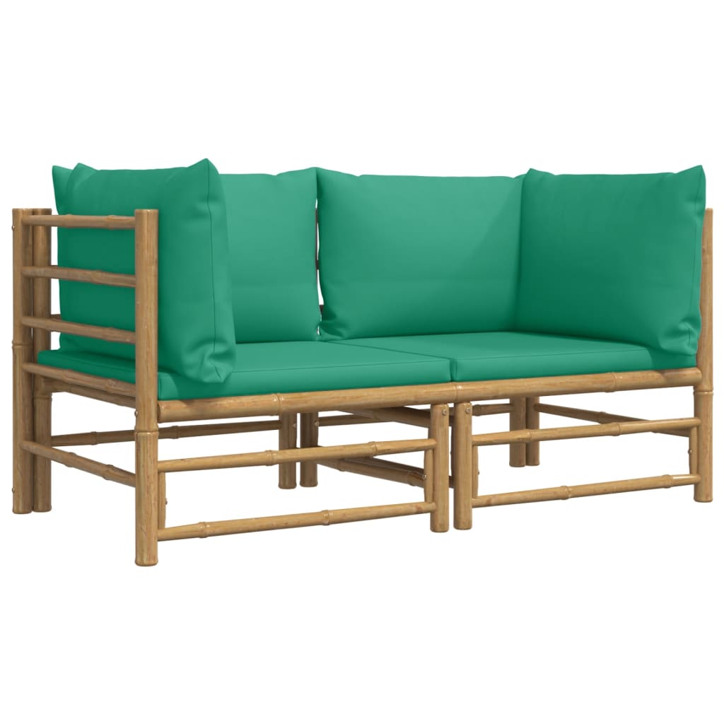 Tuinhoekbanken 2 st met kussens bamboe groen is nu te koop bij PeponiXL, paradijselijk wonen!