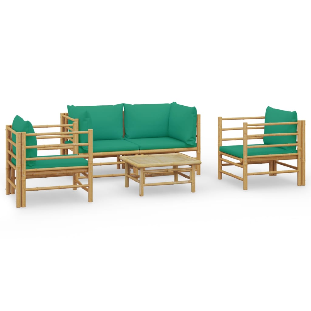 5-delige Loungeset met kussens bamboe groen is nu te koop bij PeponiXL, paradijselijk wonen!