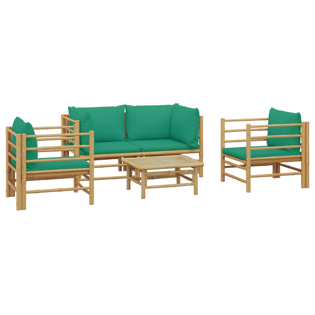 5-delige Loungeset met kussens bamboe groen is nu te koop bij PeponiXL, paradijselijk wonen!