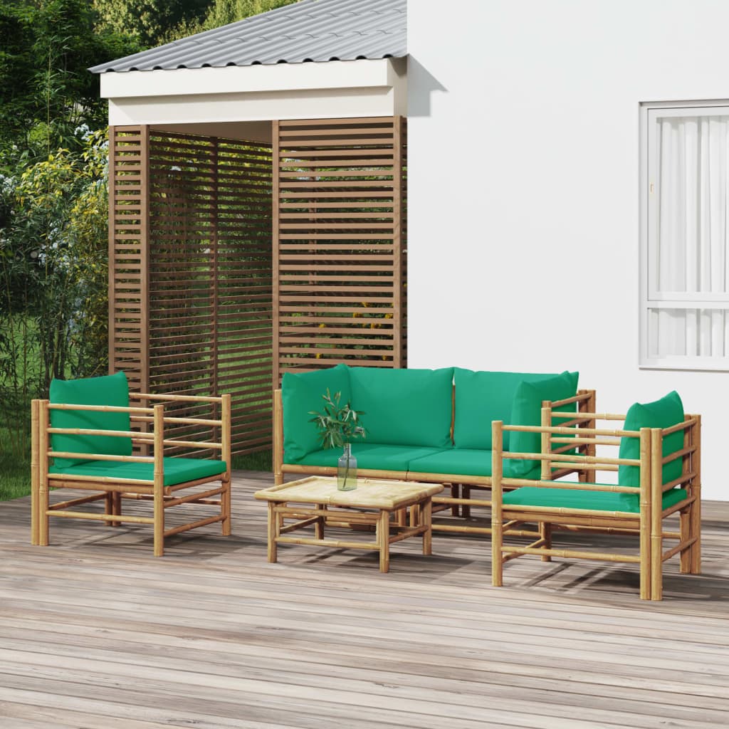 5-delige Loungeset met kussens bamboe groen is nu te koop bij PeponiXL, paradijselijk wonen!
