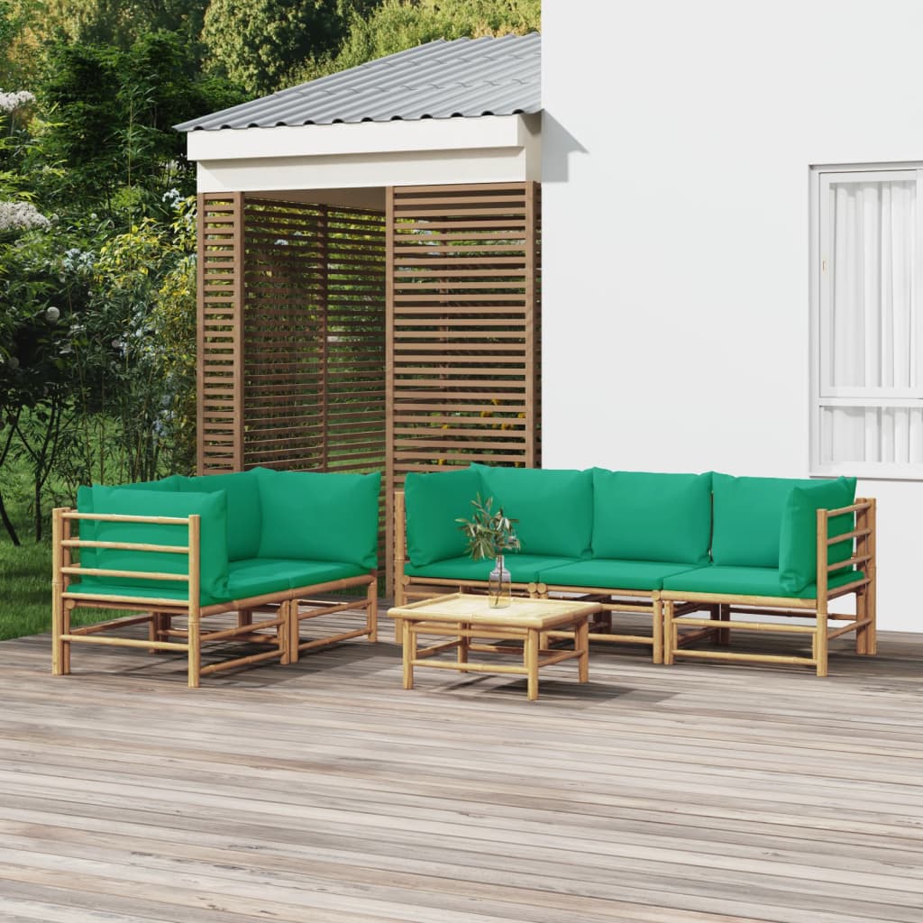 6-delige Loungeset met kussens bamboe groen is nu te koop bij PeponiXL, paradijselijk wonen!